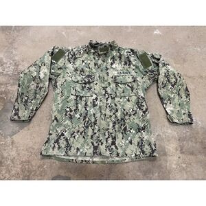 US Navy Shirt Mens LT Green Digital Camo NWU Zip Front Combat Top Blouse